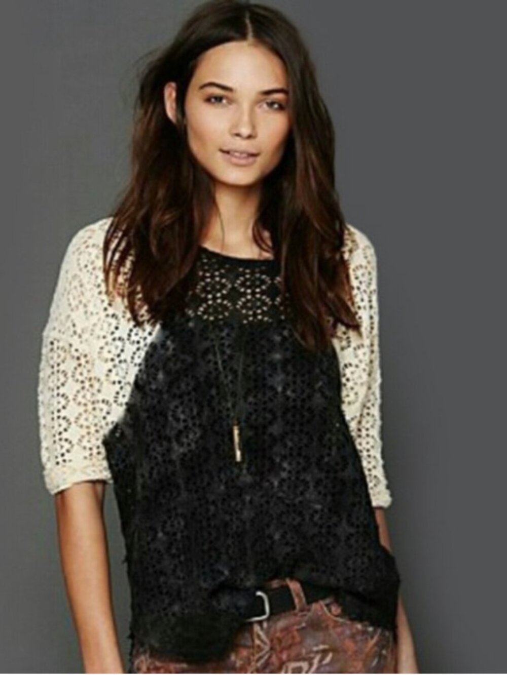 WE THE FREE by Free People Crochet Tie Dye Top sz S